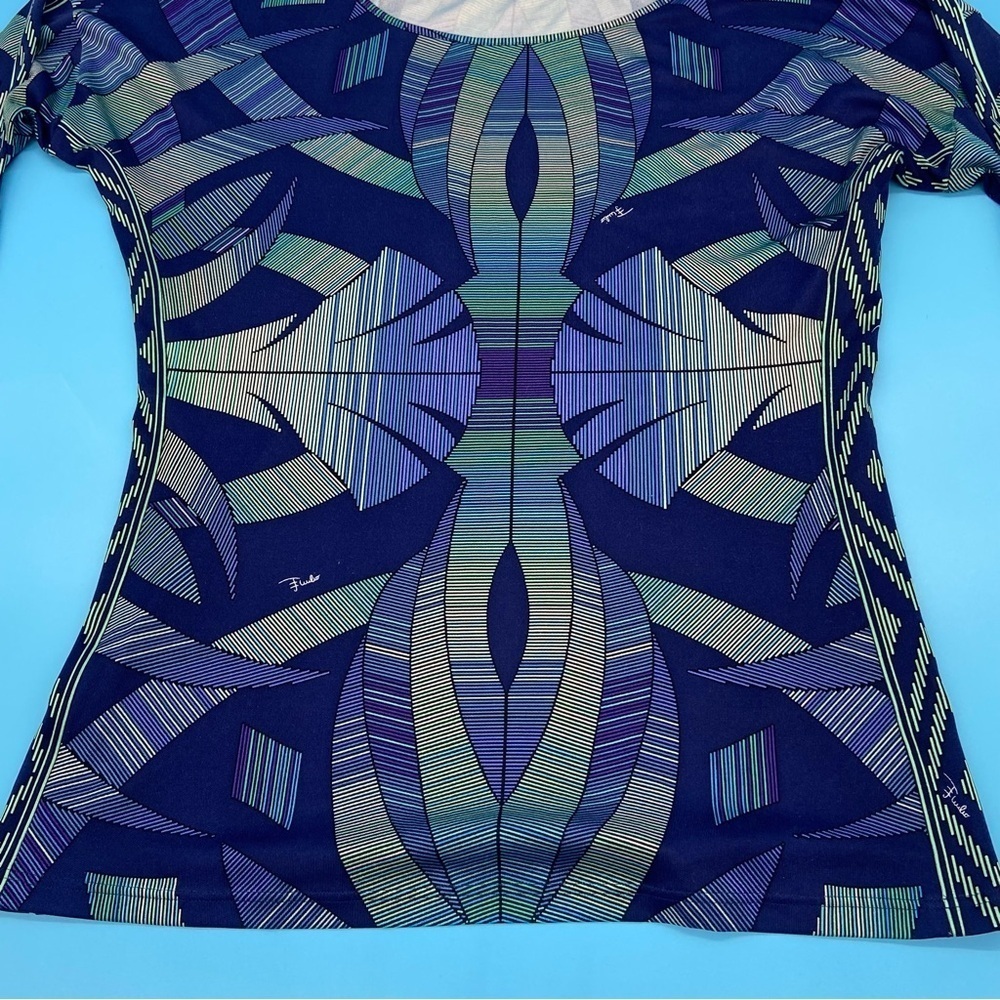 Vintage Emilio Pucci 2 Piece Skirt Set 100% Silk Geometric Pattern Multi Size 6 - Picture 5 of 13